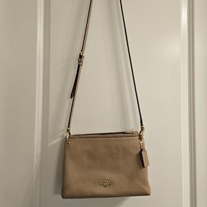 Coach Pebbled Leather Cross Body Bag, Tan
